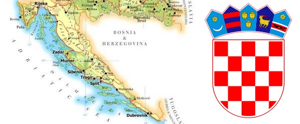 Fragment mapy z Chorwacją